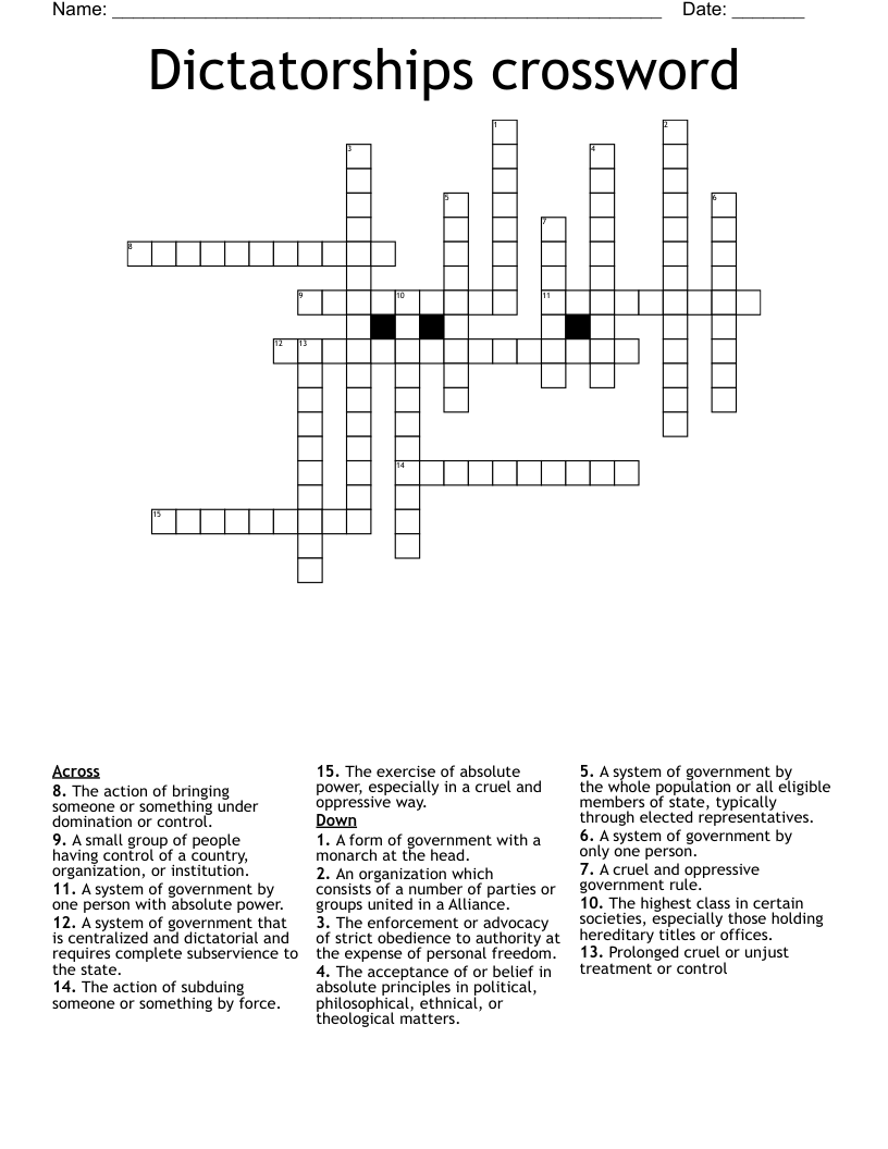 Dictatorships crossword
