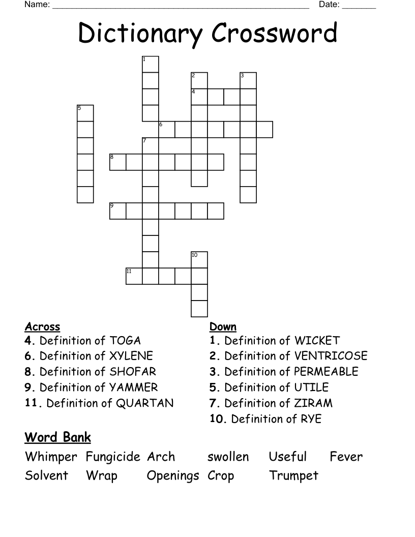 Dictionary Crossword