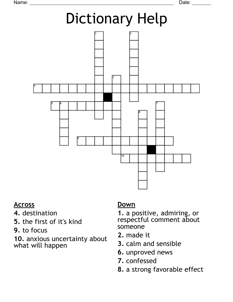 Dictionary Help Crossword