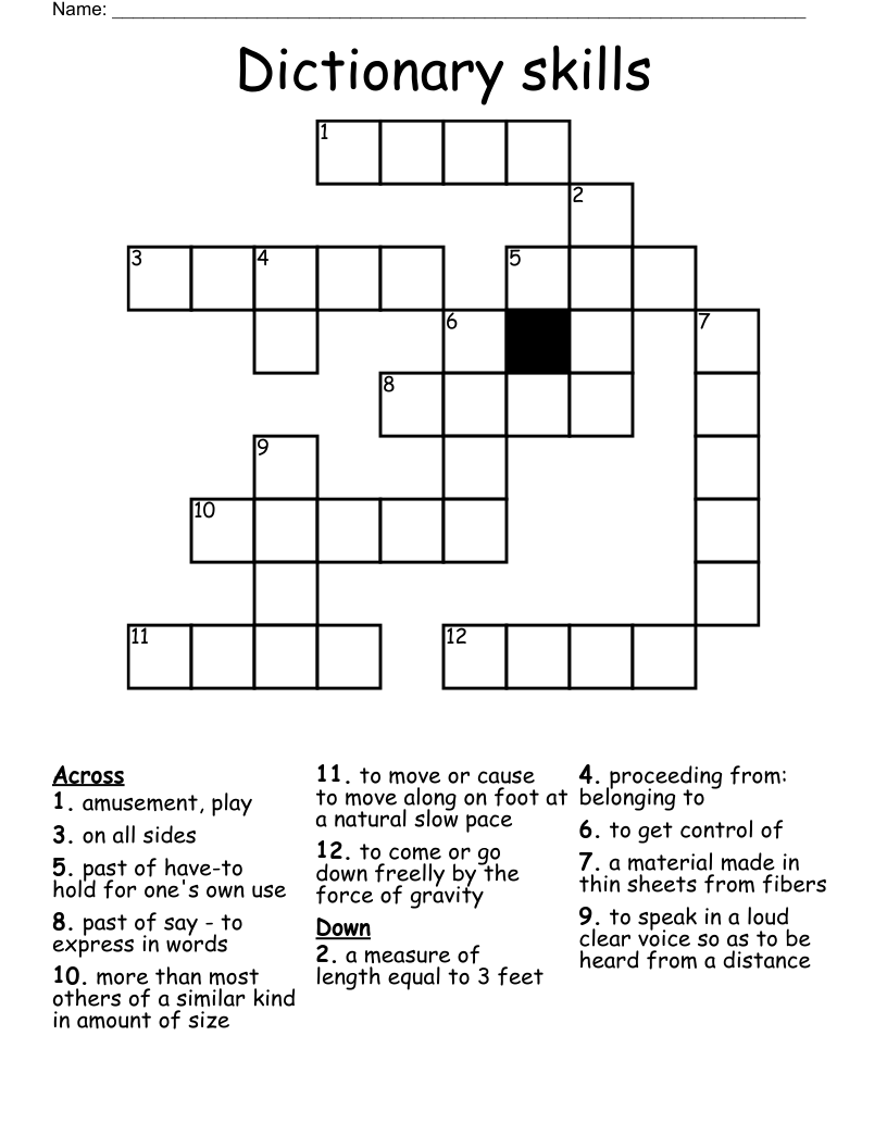 Dictionary skills Crossword