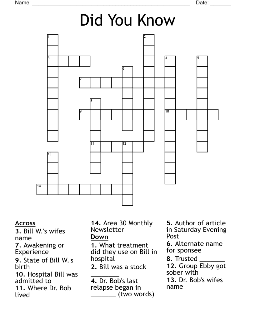 Did You Know Crossword