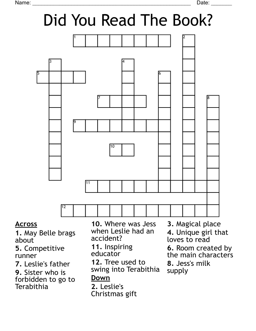 Did You Read The Book? Crossword