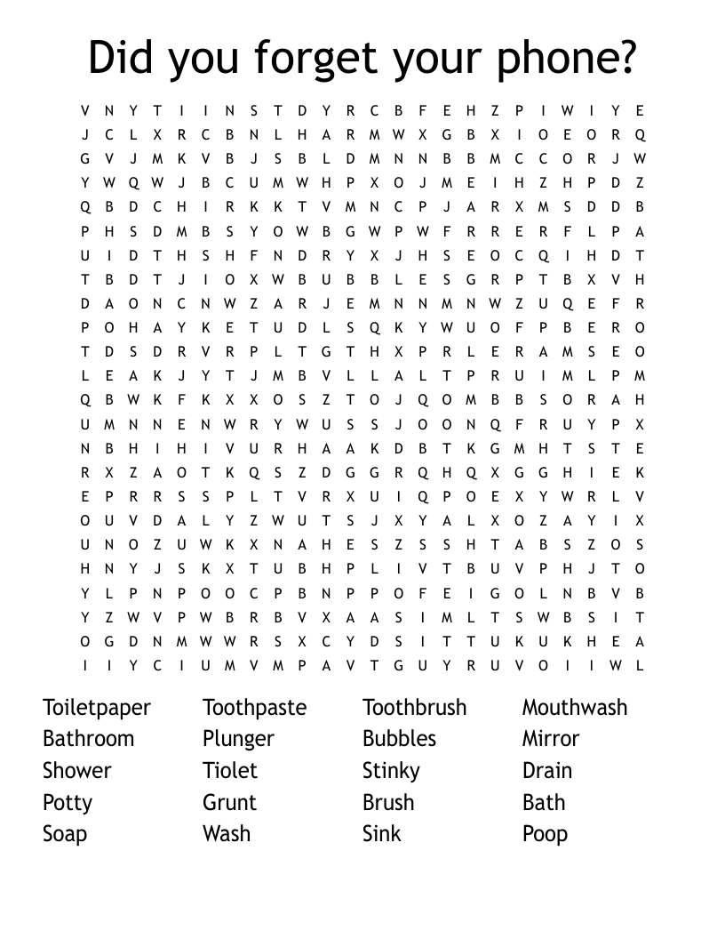 Did you forget your phone? Word Search