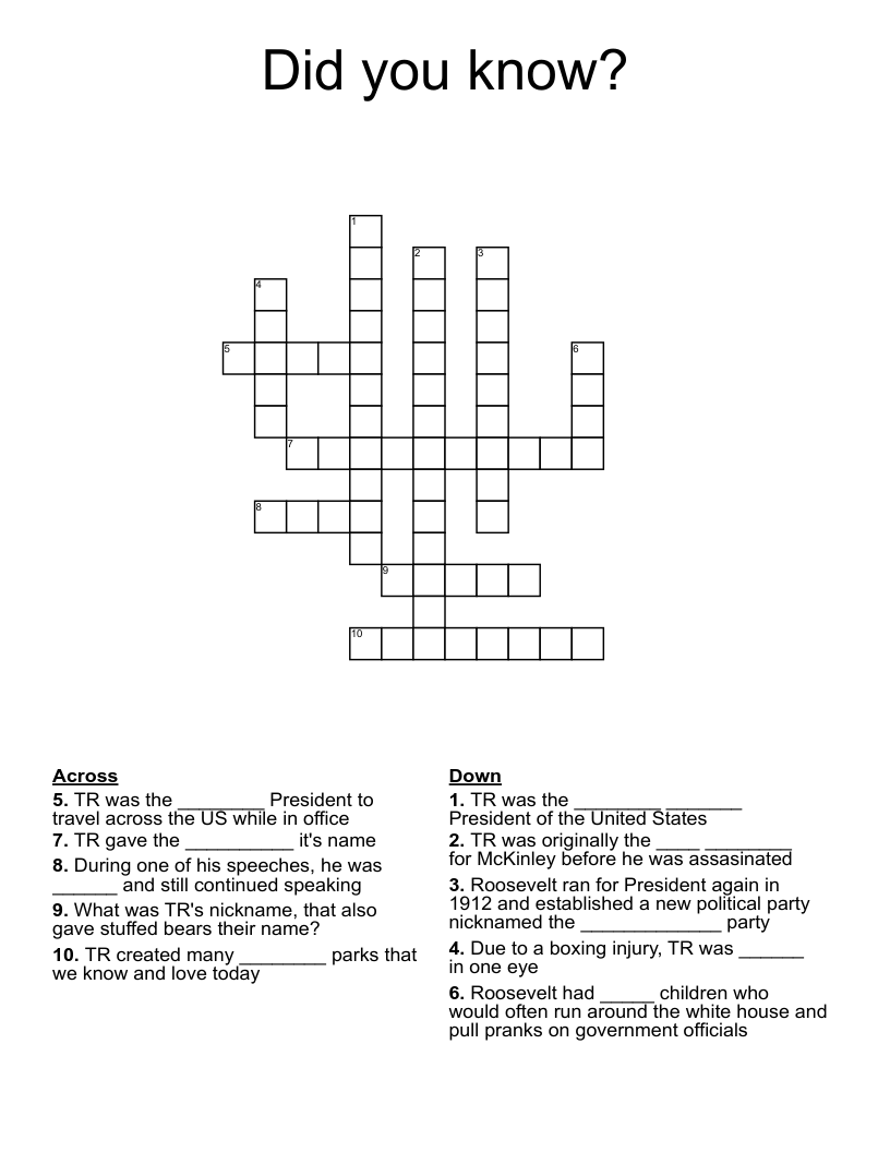 Did you know? Crossword