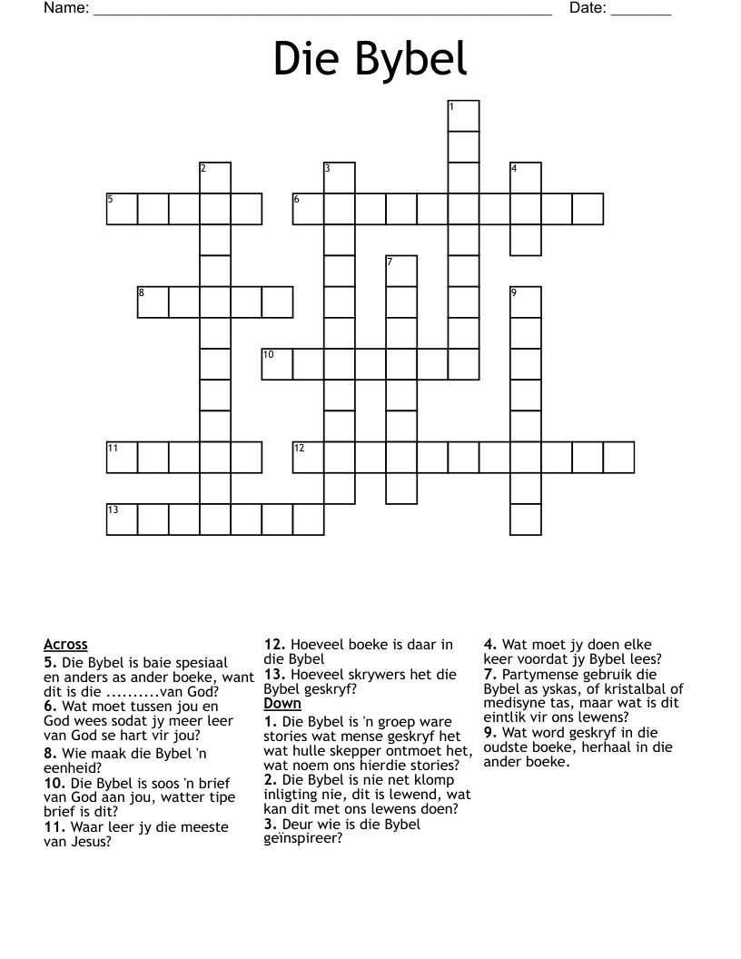 Die Bybel Crossword