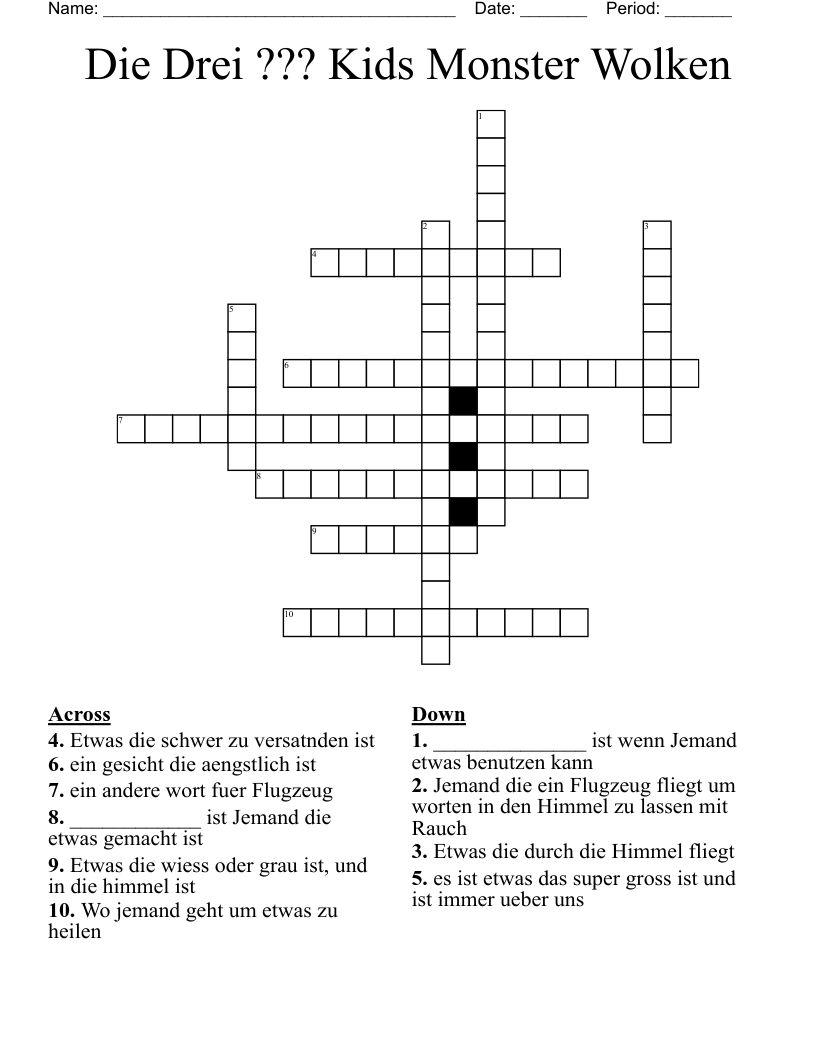 Die Drei ??? Kids Monster Wolken Crossword