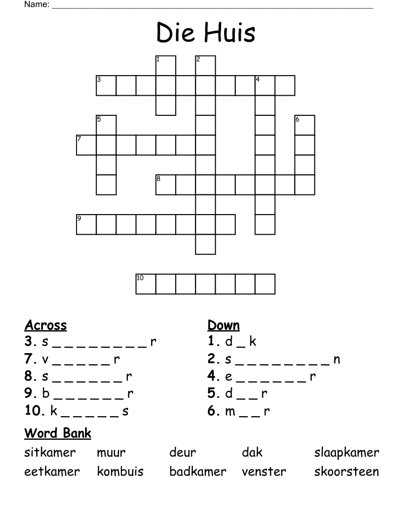Die Huis Crossword