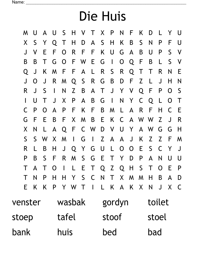 Die Huis Word Search