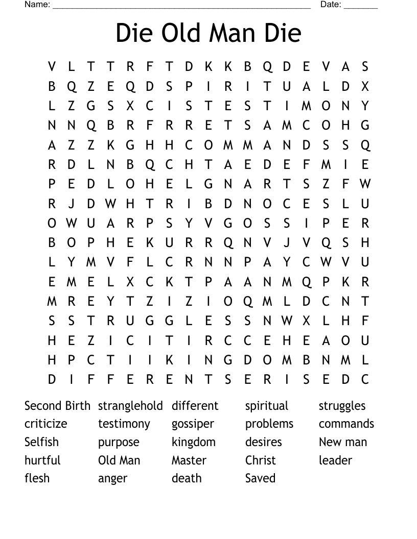Die Old Man Die Word Search