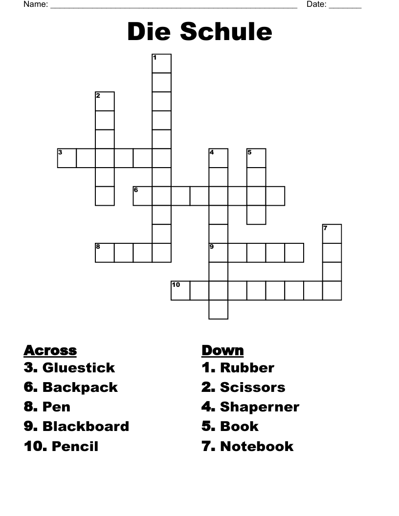 Die Schule Crossword
