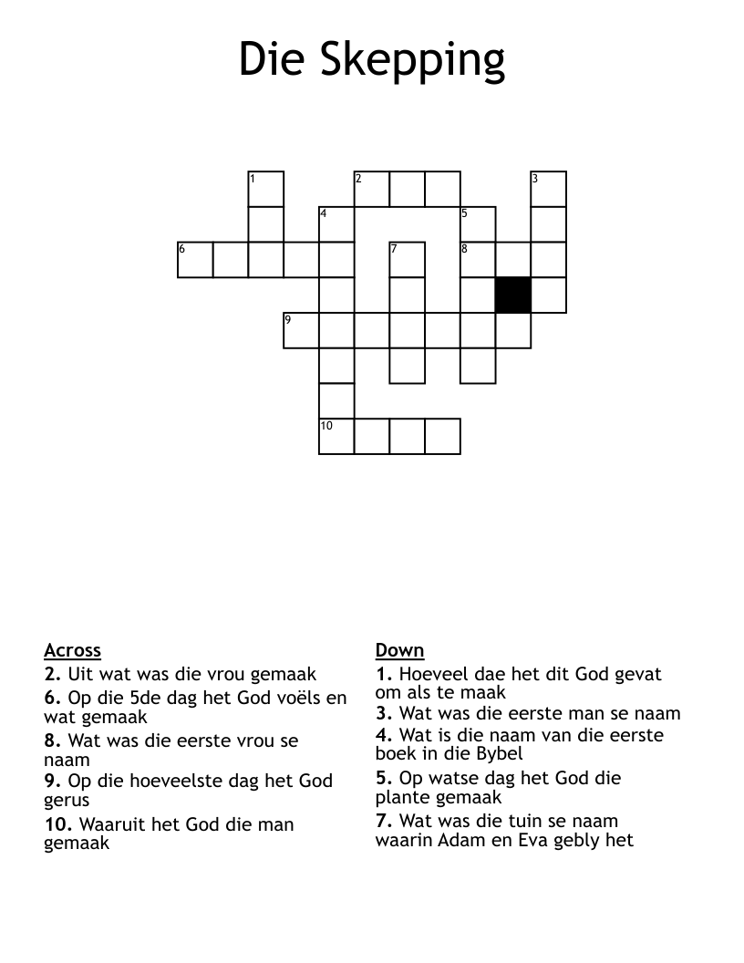 Die Skepping Crossword