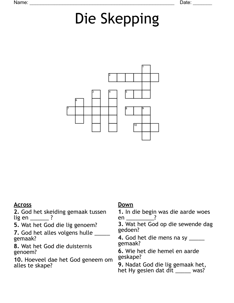 Die Skepping Crossword