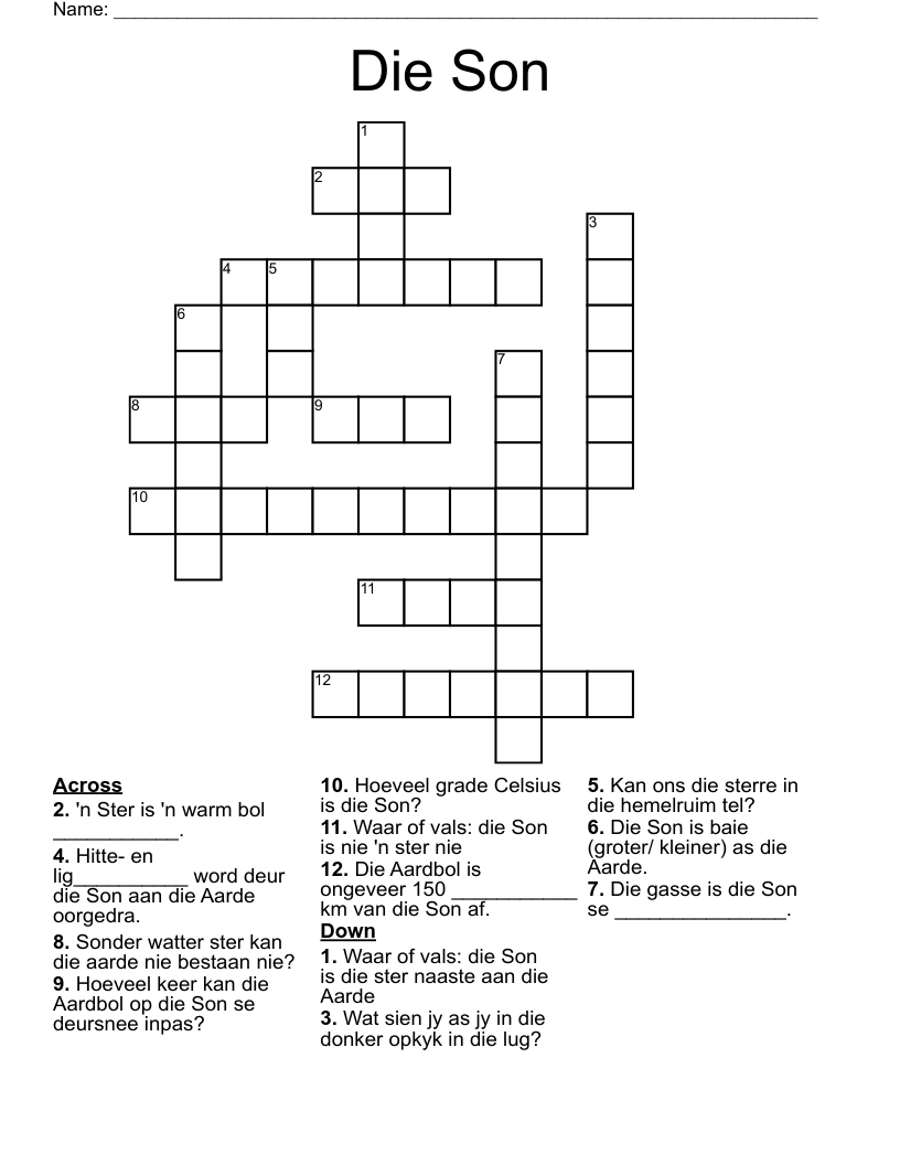 Die Son Crossword