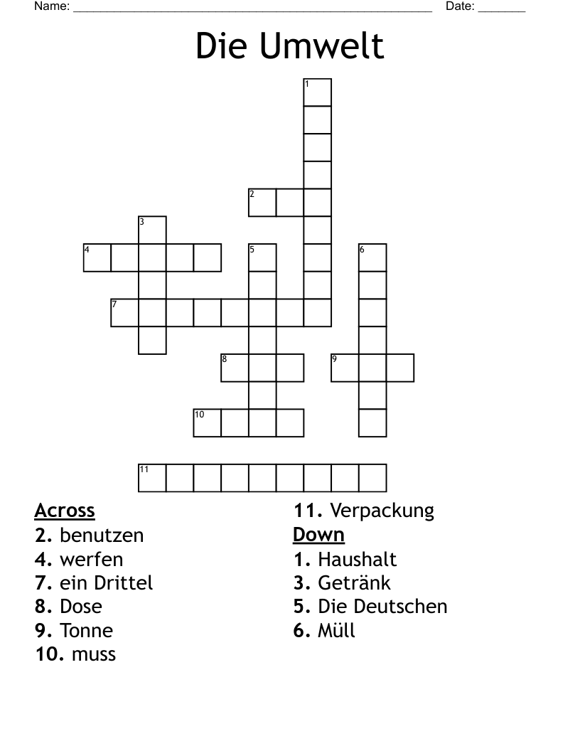 Die Umwelt Crossword