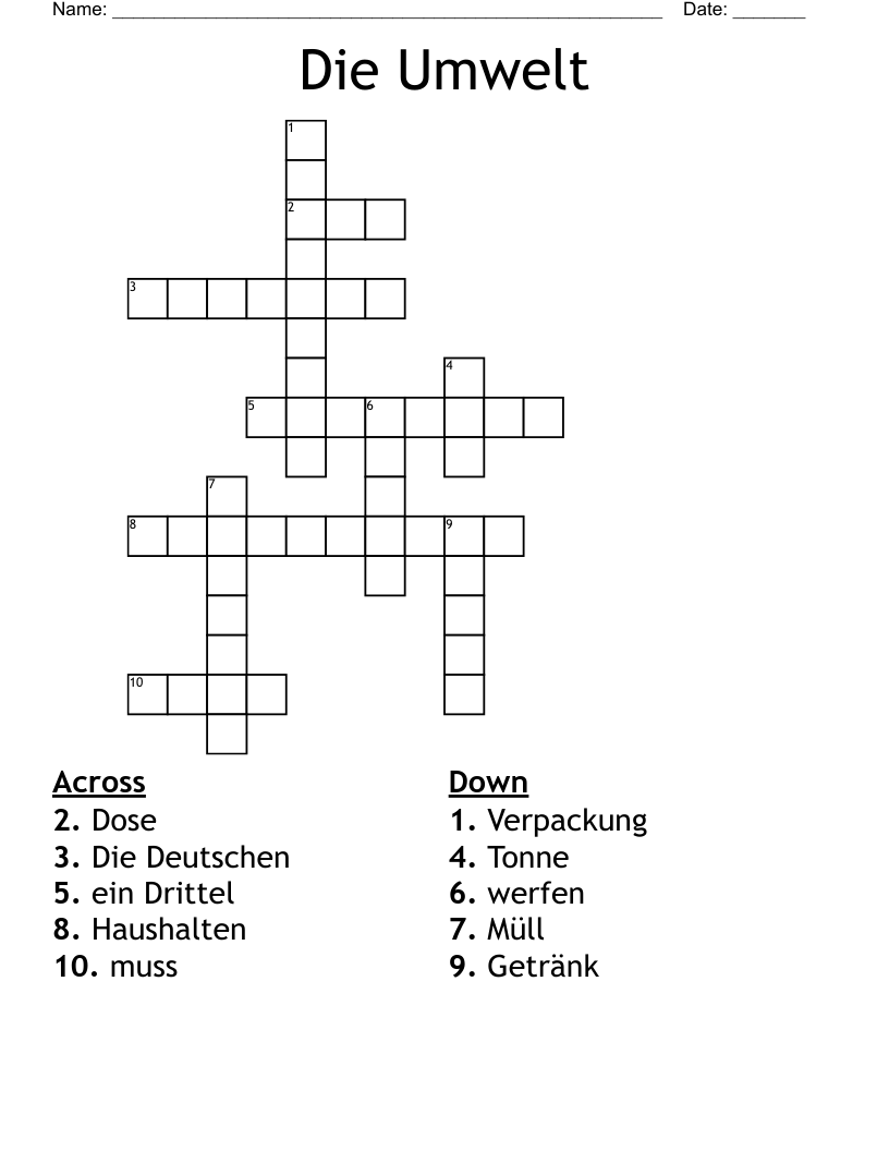 Die Umwelt Crossword