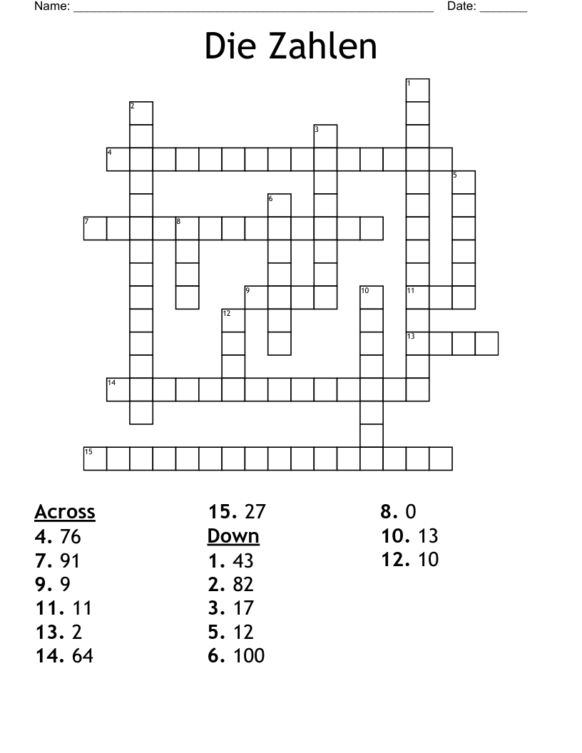Die Zahlen Crossword