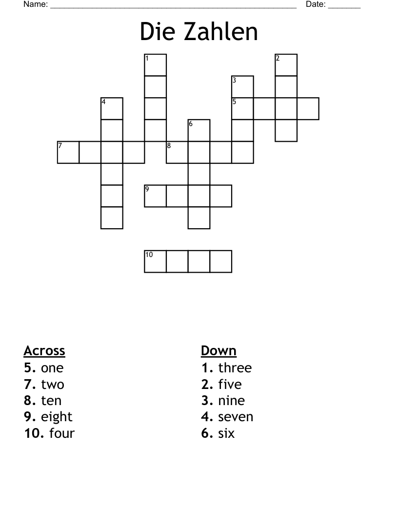 Die Zahlen Crossword