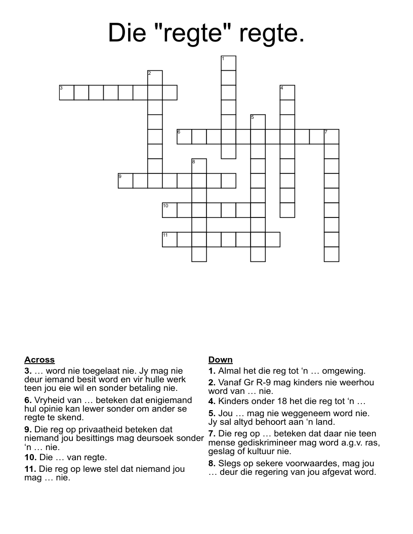 Die "regte" regte. Crossword