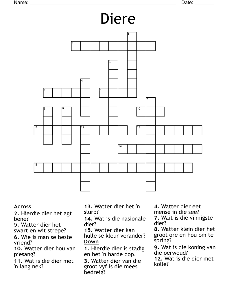 Diere Crossword