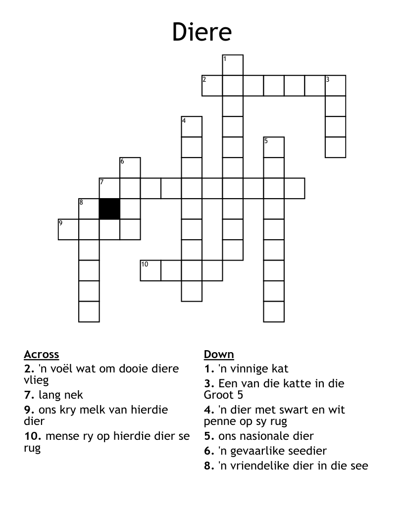 Diere Crossword
