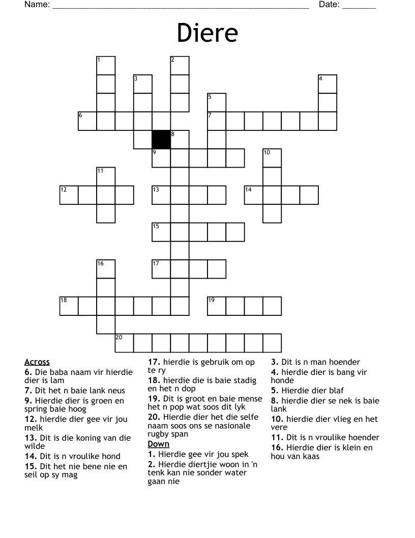 Diere Crossword