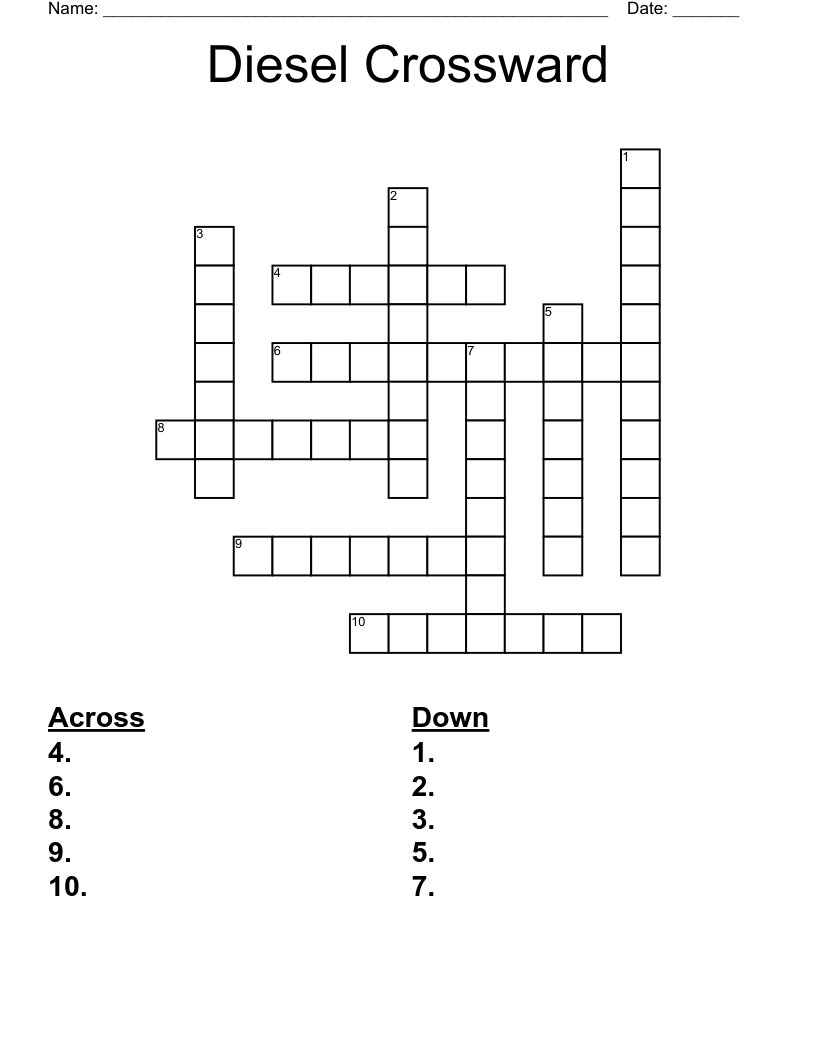 Diesel Crossward Crossword