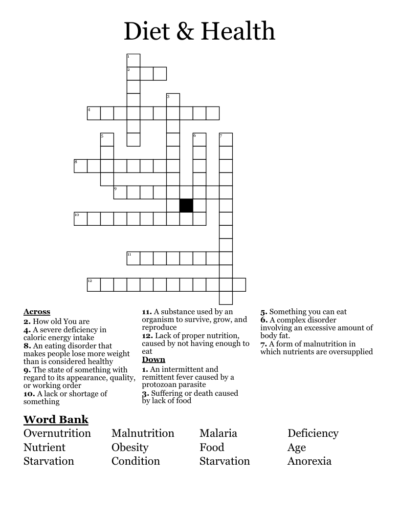 Diet & Health Crossword