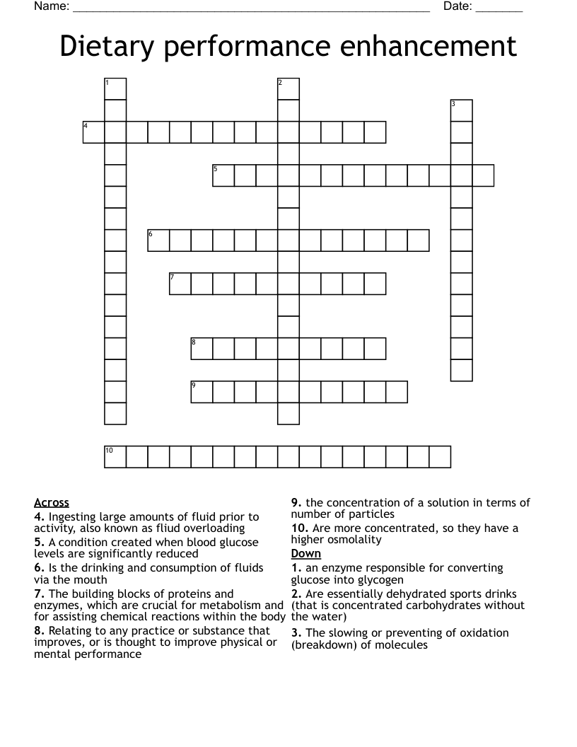 Dietary performance enhancement Crossword