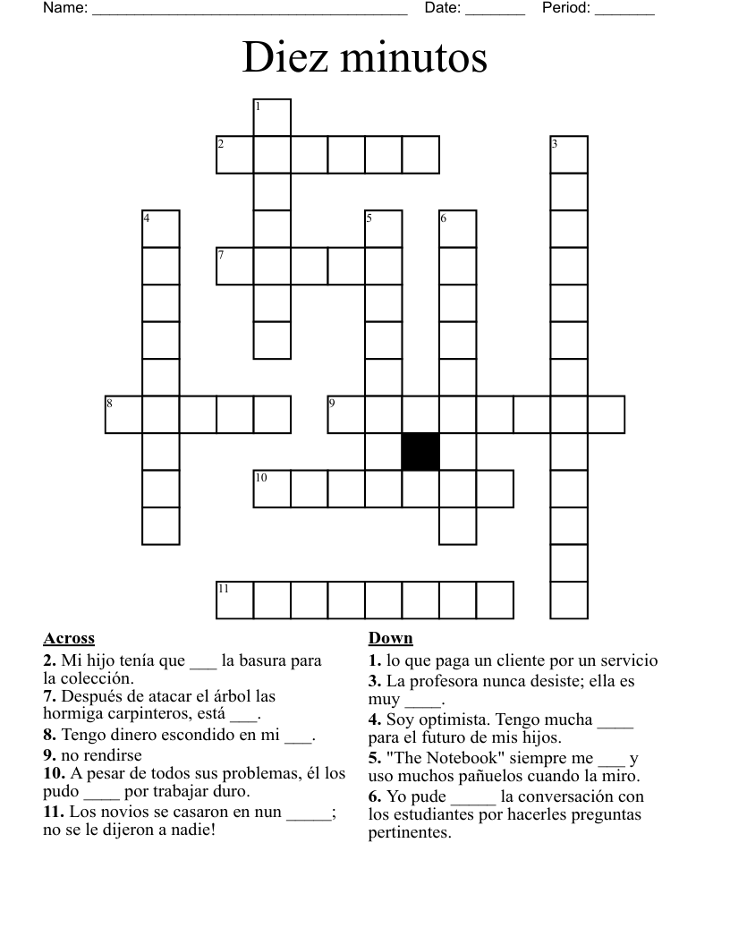 Diez minutos Crossword