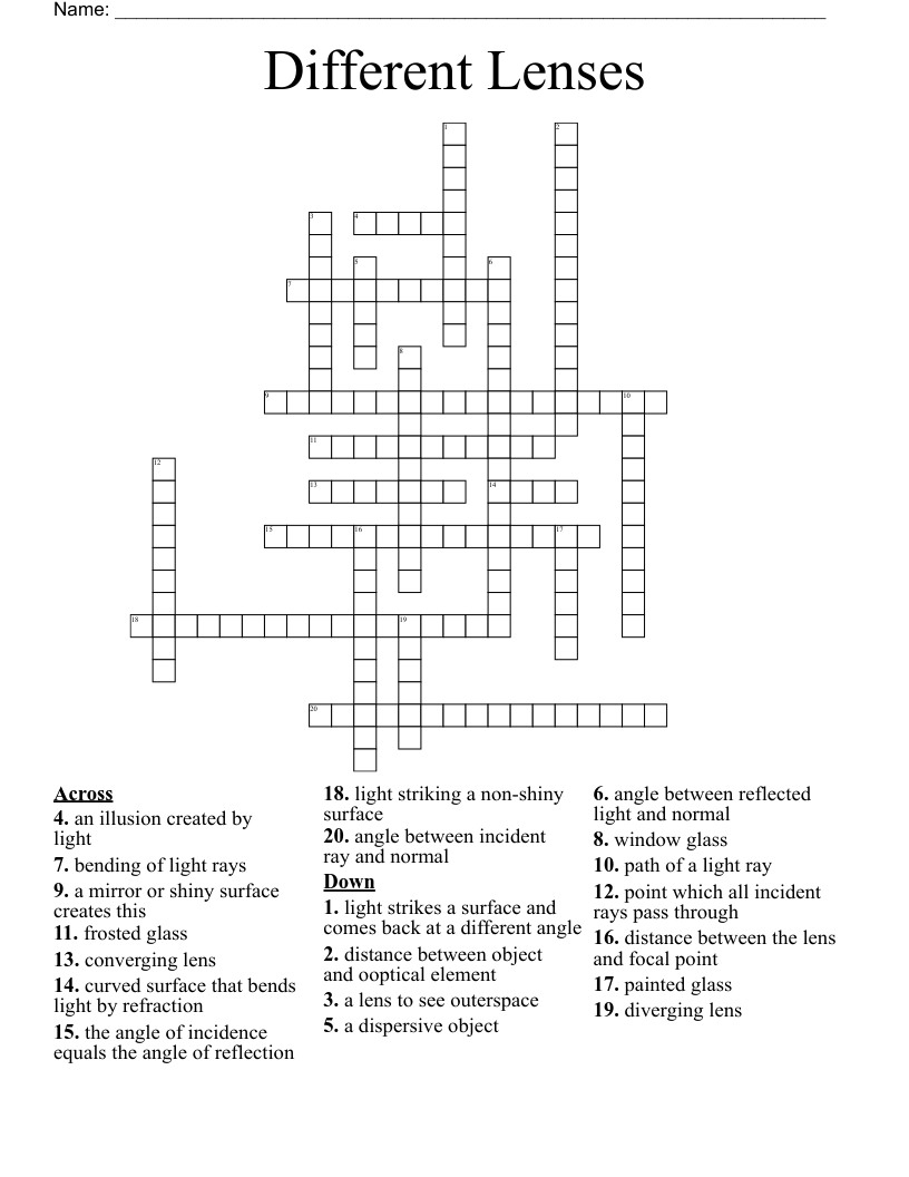 Different Lenses Crossword