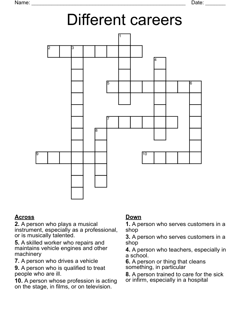 Different careers  Crossword