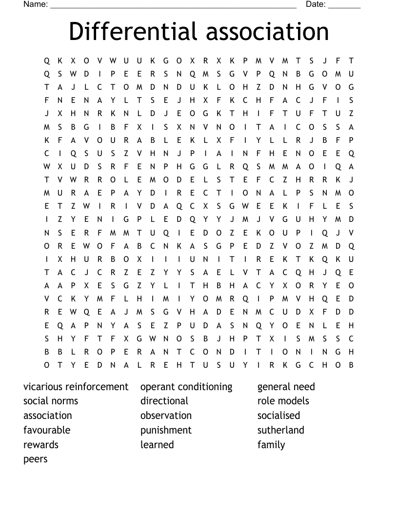 Differential association Word Search