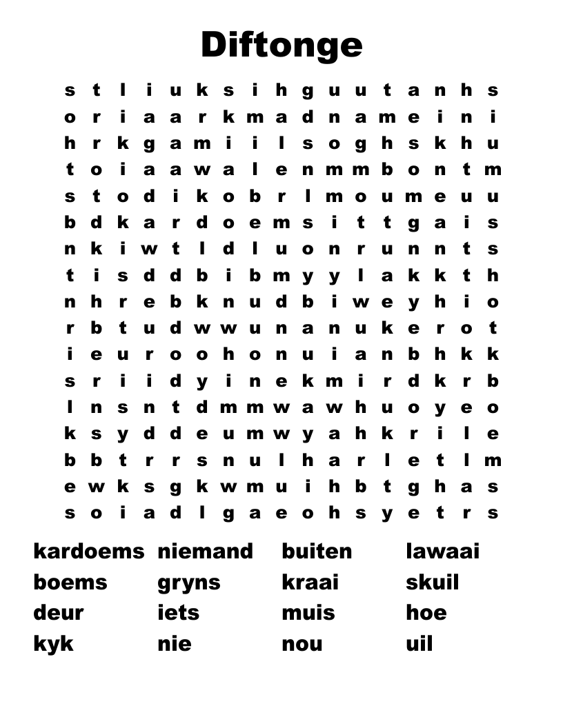 Diftonge Word Search