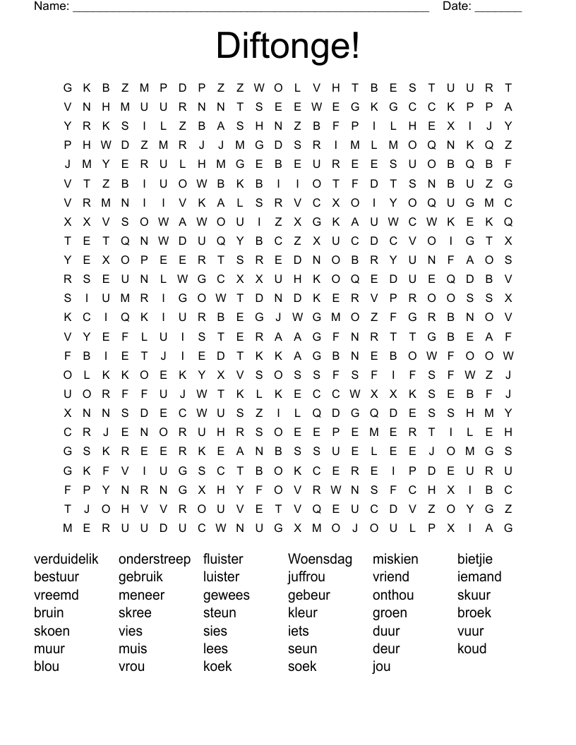 Diftonge! Word Search