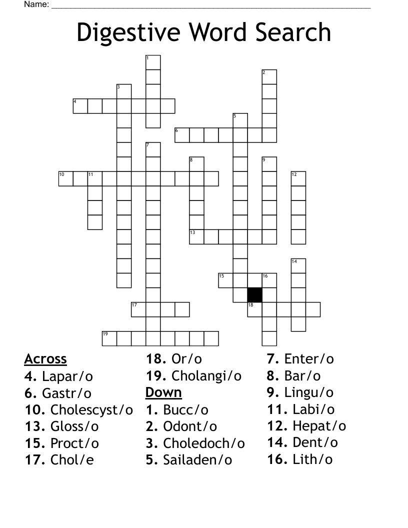 Digestive Word Search Crossword