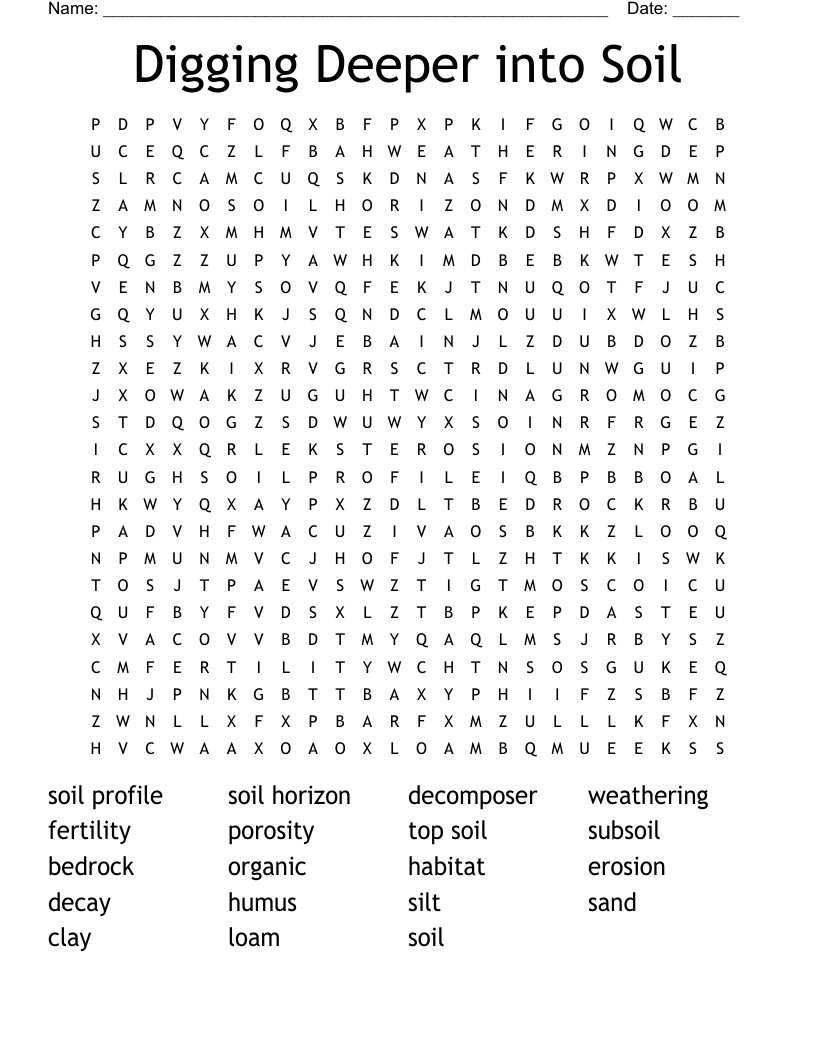 Digging Deeper into Soil Word Search