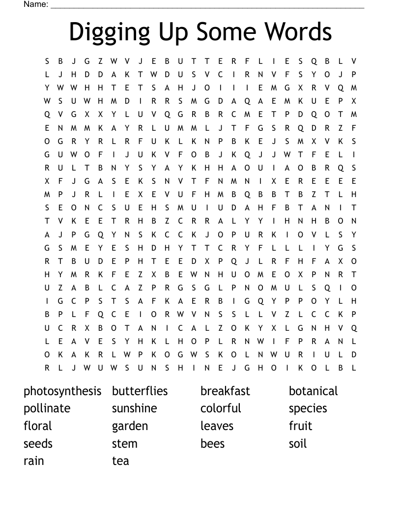 Digging Up Some Words  Word Search