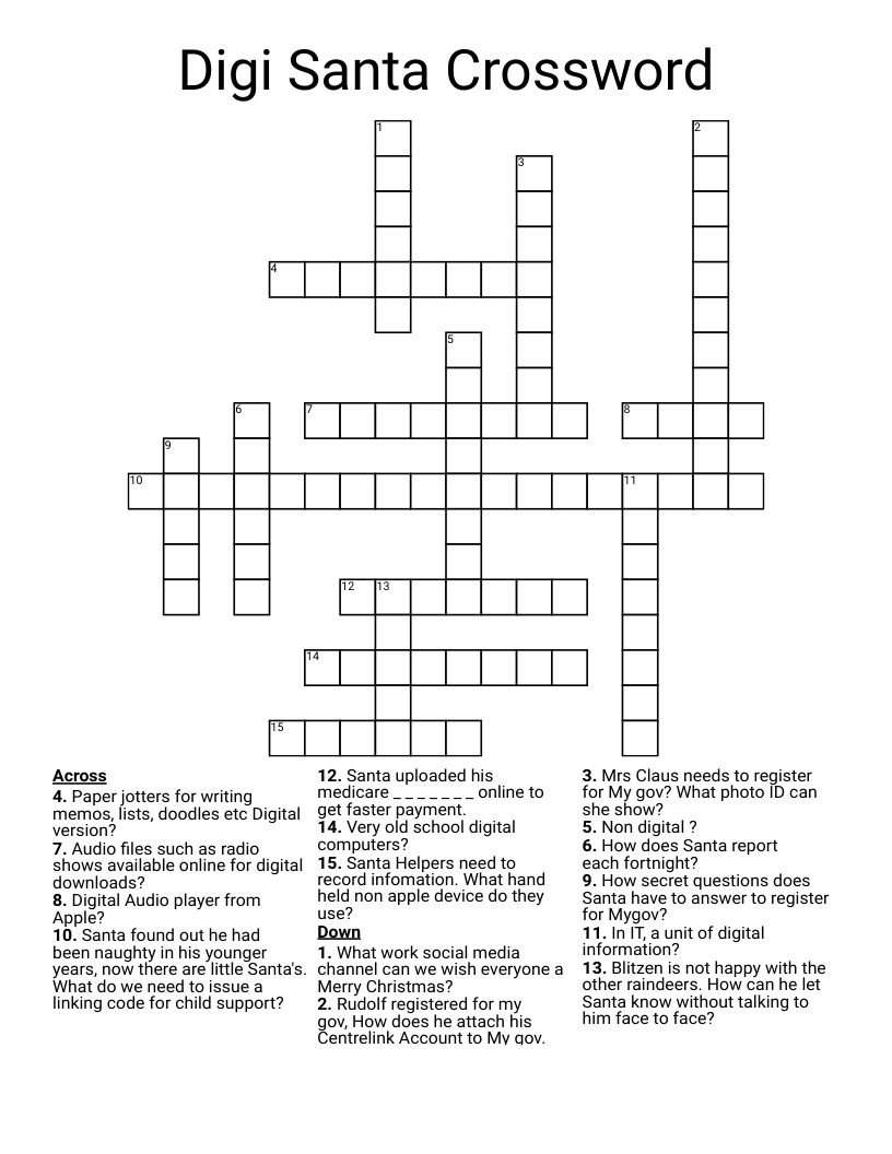 Digi Santa Crossword