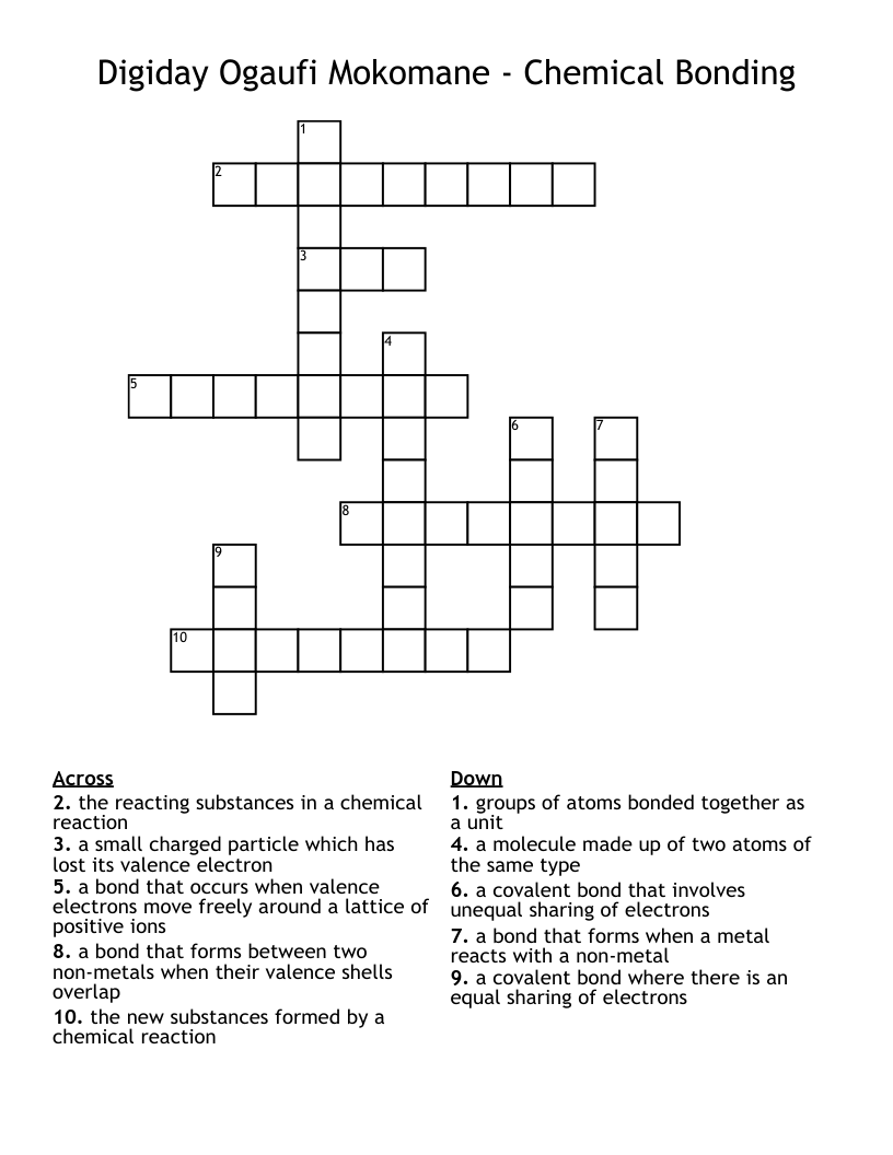 Digiday Ogaufi Mokomane -  Chemical Bonding Crossword