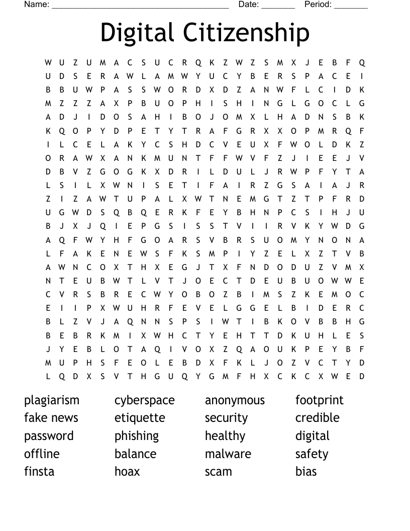 Digital Citizenship Word Search