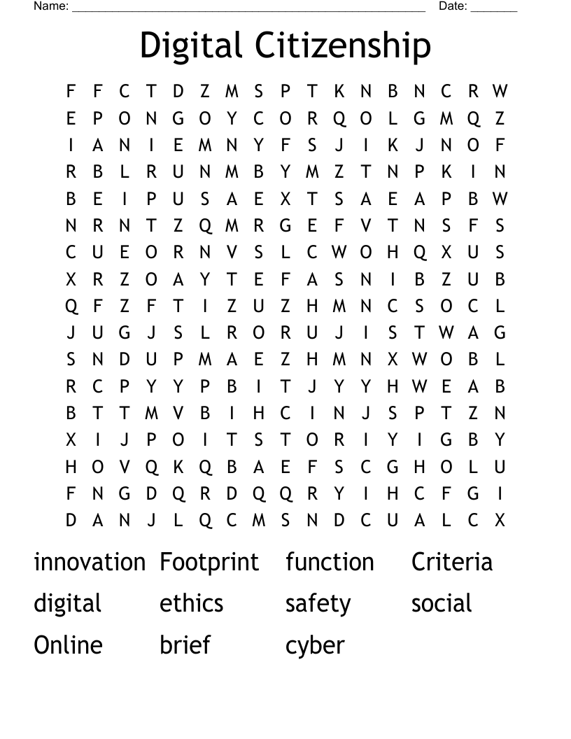 Digital Citizenship Word Search