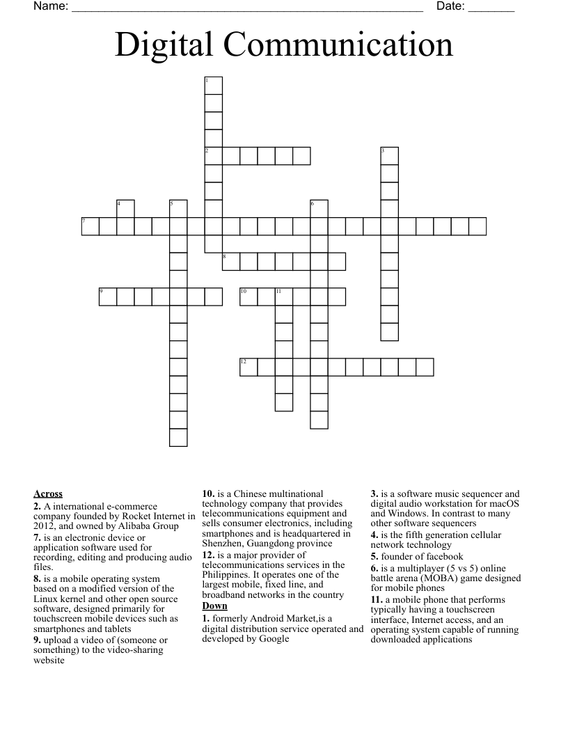 Digital Communication Crossword