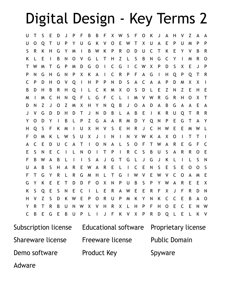 Digital Design - Key Terms 2 Word Search