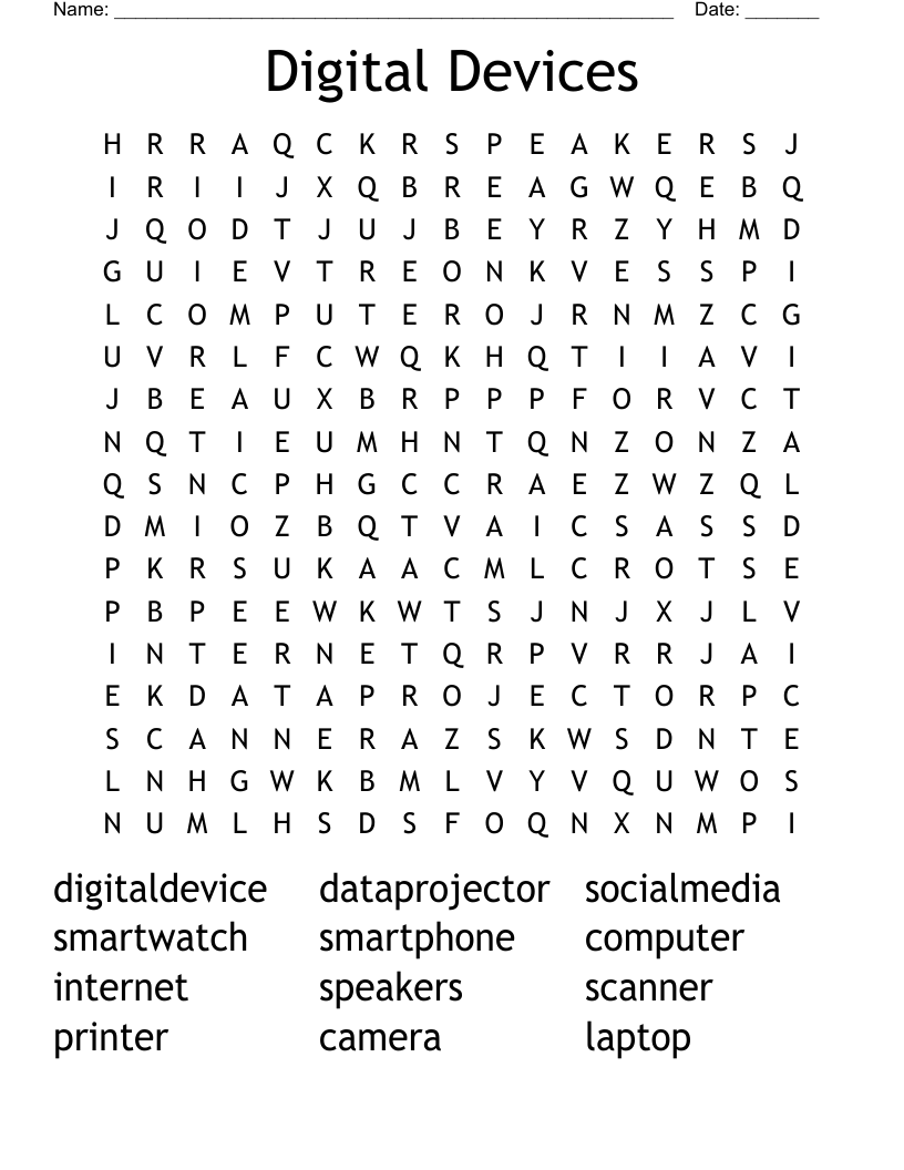 Digital Devices  Word Search