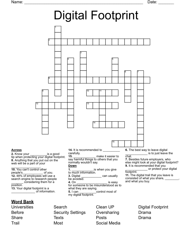 Digital Footprint Crossword