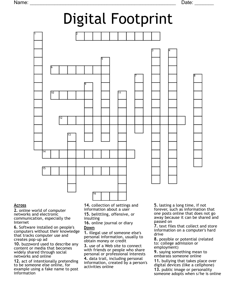 Digital Footprint Crossword