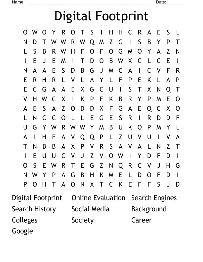 Digital Footprint Word Search