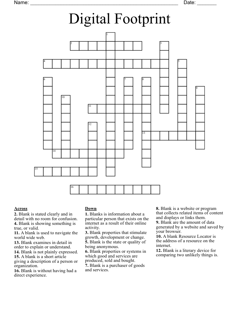 Digital Footprint Crossword