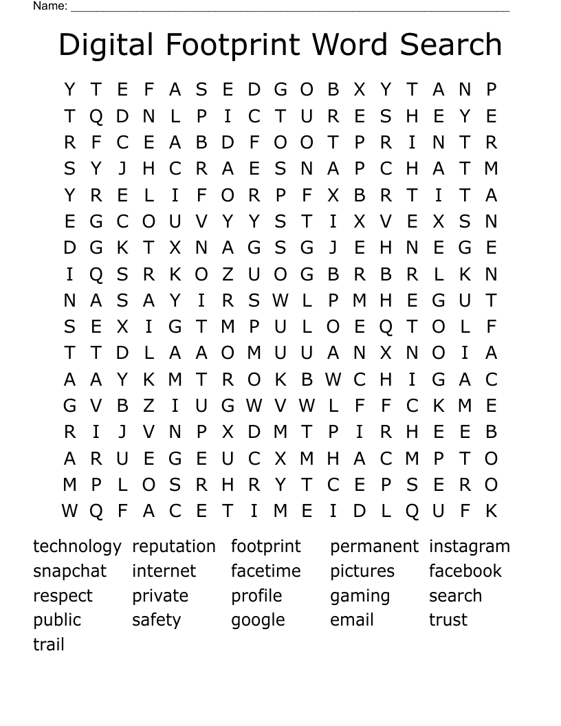 Digital Footprint Word Search