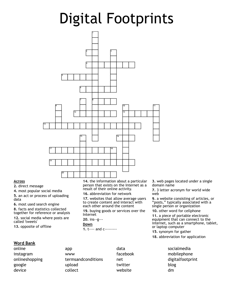 Digital Footprints Crossword